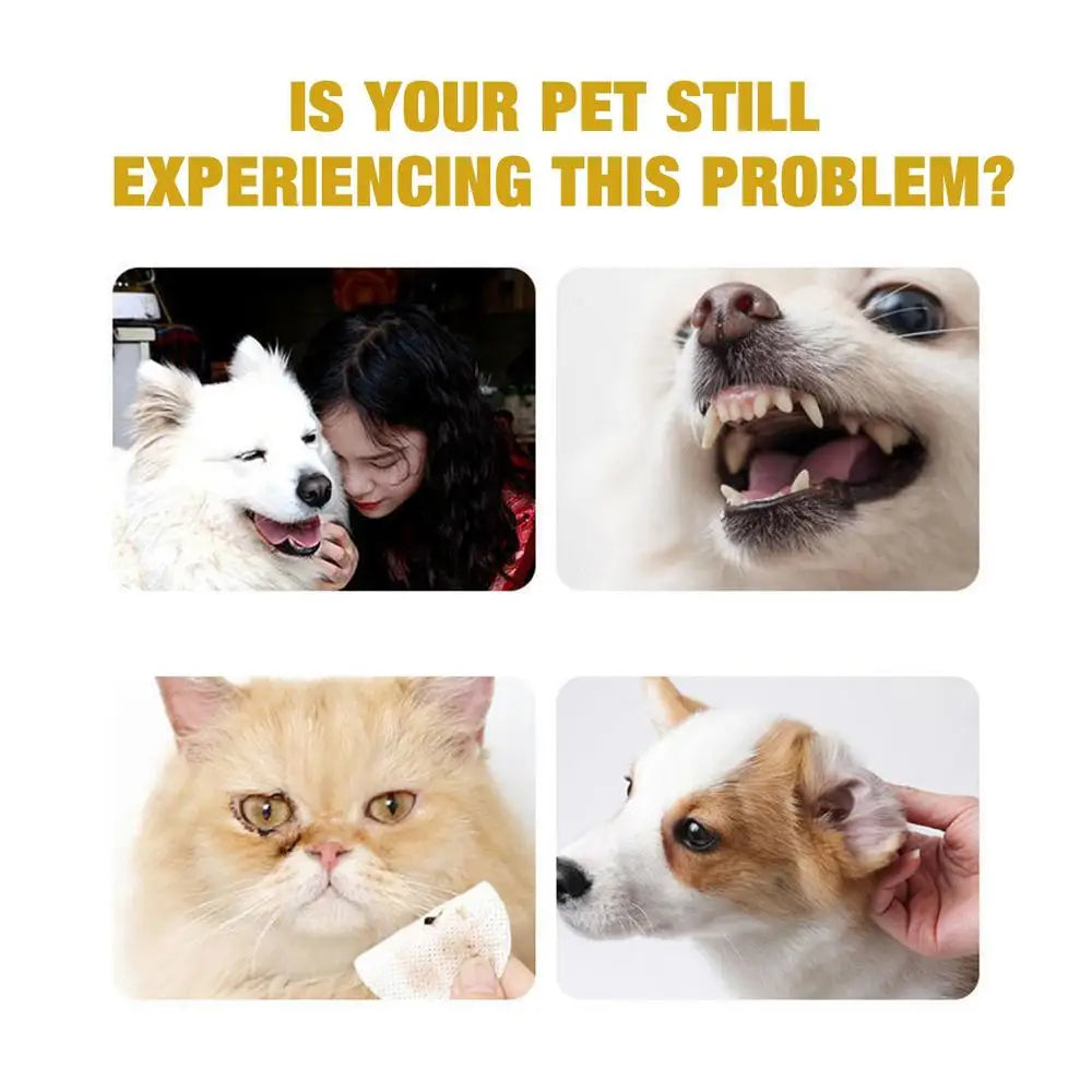Pet Cleaning Wipes - 50pcs Dog Teeth, Cat Ear & Eye Wipes